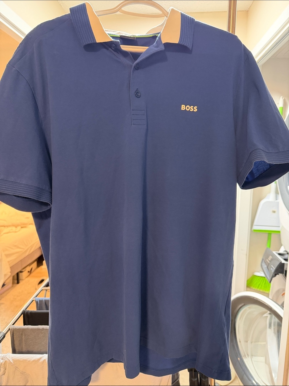 BOSS Navy Polo with white Accent Collar